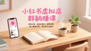 小红书虚拟店群躺赚课，选品上架、自动化笔记、矩阵运营，单人管理30号，月利润可达数万-爱找项目网