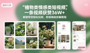 植物类情感类短视频，一条视频获赞36W+，橱窗带货轻松玩转，附保姆级拆解教程-爱找项目网