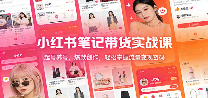 小红书笔记带货实战课:起号养号,爆款创作,轻松掌握流量变现密码-爱找项目网