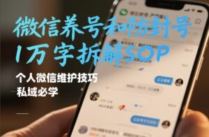 微信养号和防封号1万字拆解SOP，个人微信维护技巧，私域必学【文档】-爱找项目网