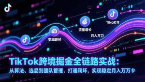 TikTok跨境掘金全链路实战：从算法、选品到团队管理，打通闭环，实现稳定月入万刀-爱找项目网