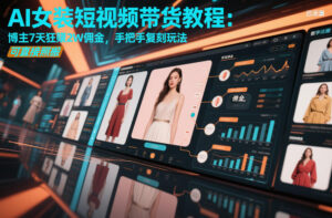 AI女装短视频带货教程：博主7天狂賺2W佣金，手把手复刻玩法，可直接照搬-爱找项目网