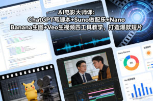 AI电影大师课：ChatGPT写脚本+Suno做配乐+Nano Banana生图+Veo生视频，打造爆款短片-爱找项目网