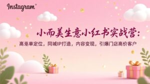 小而美生意小红书实战营：高客单定位，同城IP打造，内容变现，引爆门店高价客户-爱找项目网