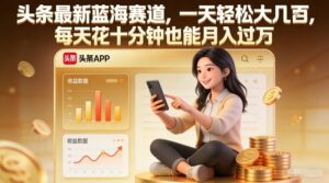 头条最新蓝海赛道，一天轻松大几张，每天花十分钟也能月入过1W【揭秘】-爱找项目网