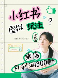 小红书虚拟玩法(铺货流和单品玩法)，单店月利润3000+，IP打法+原创商品(0违规)-爱找项目网