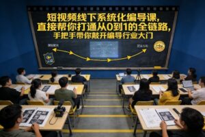 短视频线下系统化编导课，直接帮你打通从0到1的全链路，手把手带你敲开编导行业大门-爱找项目网