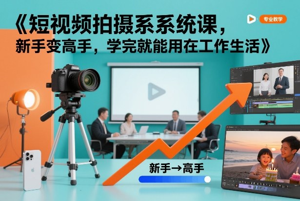 短视频拍摄系统课，新手变高手，学完就能用在工作生活-爱找项目网