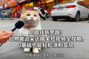 AI搞钱新思路！动物被迫采访搞笑短视频全攻略，0基础也能轻松涨粉变现-爱找项目网