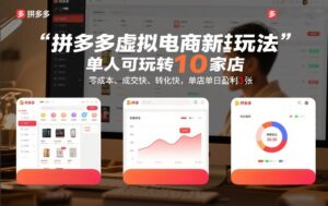 拼多多虚拟电商新玩法，单人可玩转10家店，零成本、成交快、转化快，单店单日盈利3张【揭秘】-爱找项目网