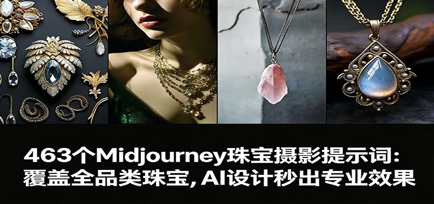 463个Midjourney珠宝摄影提示词:覆盖全品类珠宝,AI设计秒出专业效果-爱找项目网
