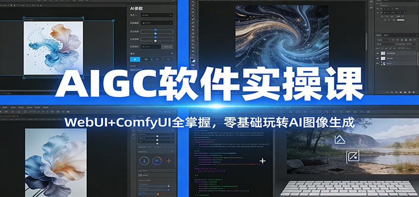 AIGC软件实操课：WebUI+ComfyUI全掌握，零基础玩转AI图像生成-爱找项目网