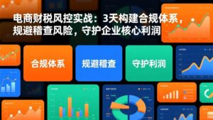 电商财税风控实战：3天构建合规体系，规避稽查风险，守护企业核心利润-爱找项目网