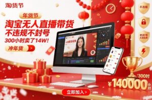 淘宝无人直播带货，不违规不封号，不需要发视频，300小时卖了14W！冲年货节【揭秘】-爱找项目网