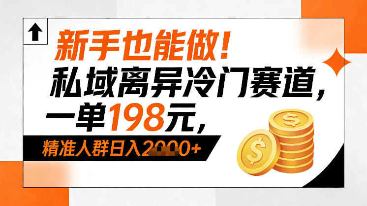 新手也能做！私域离异冷门赛道，一单198，精准人群日入1k+-爱找项目网