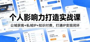 个人影响力打造实战课：公域获客+私域IP+知识付费，打通IP变现闭环-爱找项目网