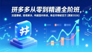 拼多多从零到精通全阶班，流量爆破、疑难解决，构建盈利体系，单店月销破百万(更新2026-爱找项目网