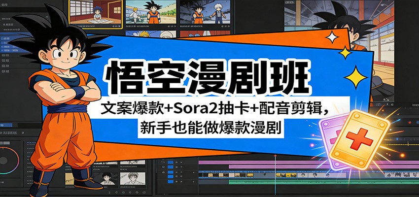 悟空漫剧班：文案爆款+Sora2抽卡+配音剪辑，新手也能做爆款漫剧-爱找项目网