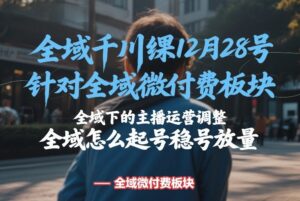 全域千川线下课12月28号，针对全域微付费板块，全域下的主播运营调整，全域怎么起号稳号放量-爱找项目网