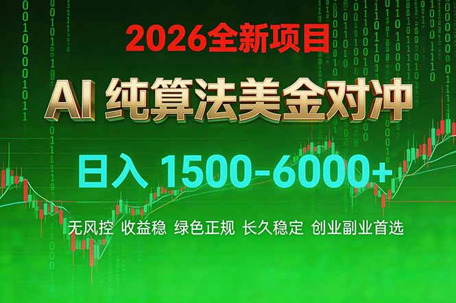 2026 全新美金对冲项目，不套平台赠金，不封号，纯算法对冲，日入 1500-6000+-爱找项目网