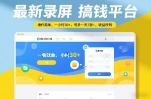 最新录屏搞钱平台，操作简单，一看就会，一小时30+，号多一天3张+，收益秒到【揭秘】-爱找项目网