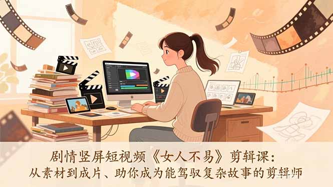 剧情竖屏短视频《女人不易》剪辑课：从素材到成片、助你成为能驾驭复杂故事的剪辑师-爱找项目网