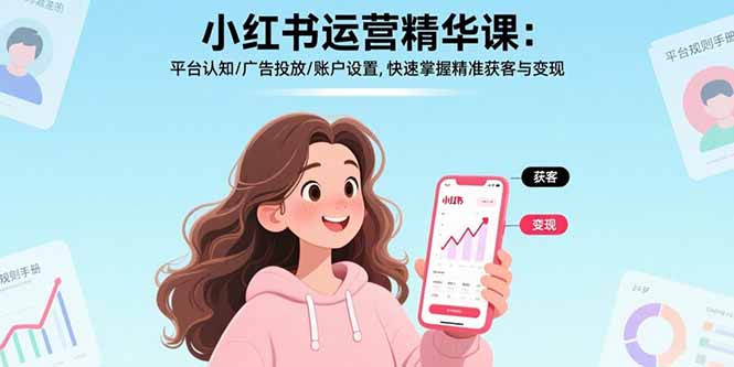小红书运营精华课-更新：平台认知/广告投放/账户设置,快速掌握精准获客与变现-爱找项目网