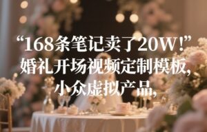 168条笔记卖了20W！婚礼开场视频定制模板，小众虚拟产品-爱找项目网