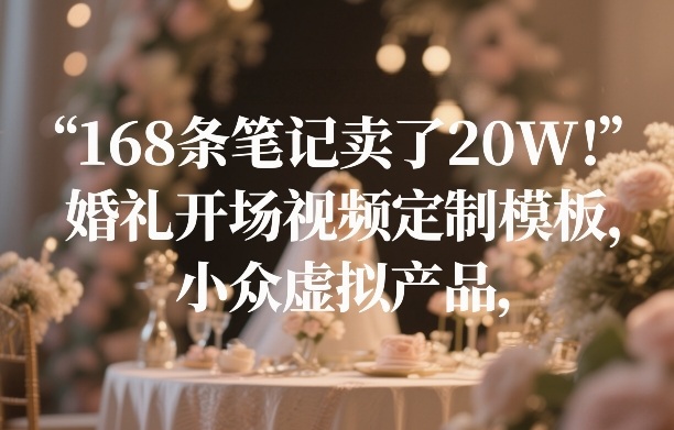 168条笔记卖了20W！婚礼开场视频定制模板，小众虚拟产品-爱找项目网