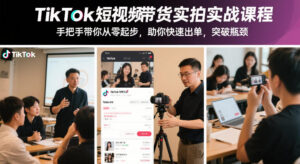 TikTok短视频带货实拍实战课程，手把手带你从零起步，助你快速出单，突破瓶颈-爱找项目网