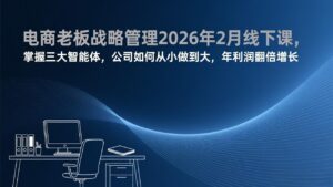 电商老板战略管理2026年2月线下课，掌握三大智能体，公司如何从小做到大，年利润翻倍增长-爱找项目网