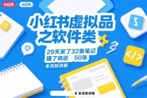 小红书虚拟品之软件类，29天发了32条笔记，賺了将近50张，全流程讲解-爱找项目网