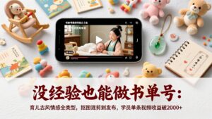 没经验也能做书单号：育儿古风情感全类型，抠图混剪到发布，学员单条视频收益破2000+-爱找项目网