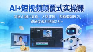 AI+短视频颠覆式实操课：掌握AI图片复刻、人物定制、视频编辑技巧，跑通变现月利润2万+-爱找项目网