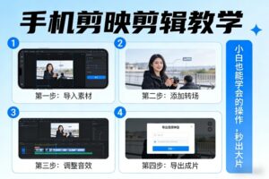 手机剪映剪辑教学，小白也能学会的操作，秒出大片-爱找项目网