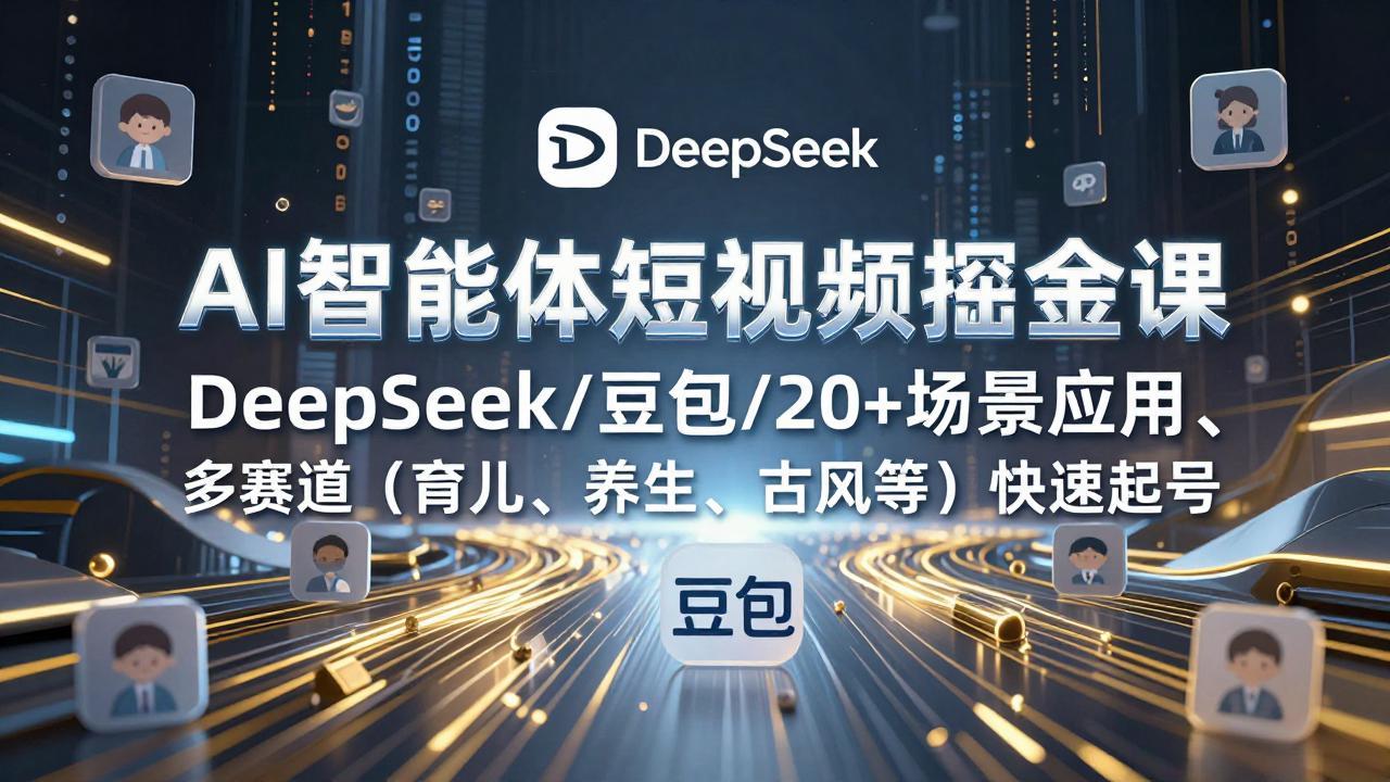 AI智能体短视频掘金课，DeepSeek/豆包/20+场景应用、多赛道(育儿、养生、古风等-爱找项目网