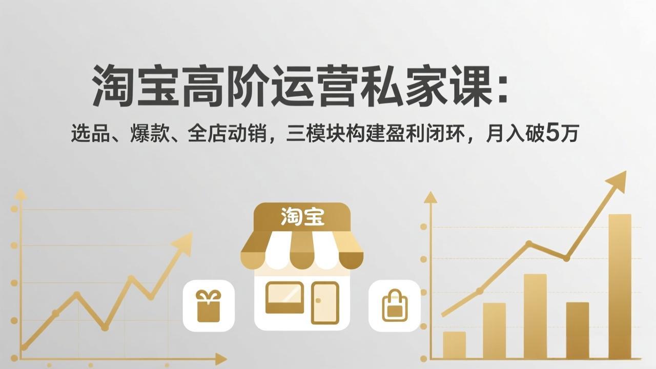 淘宝高阶运营私家课：选品、爆款、全店动销，三模块构建盈利闭环，月入破5万(更新26年2月-爱找项目网