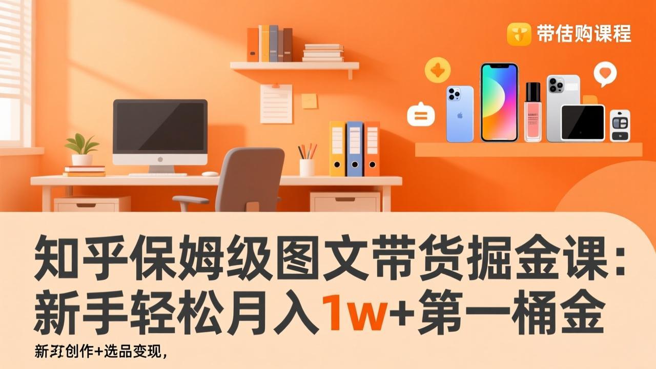 知乎保姆级图文带货掘金课：账号打造+爆文创作+选品变现，新手轻松月入1w+第一桶金-爱找项目网