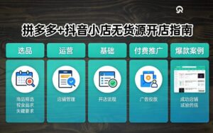 拼多多+抖音小店无货源开店，包括：选品、运营、基础、付费推广、爆款案例等(更新26年2月)-爱找项目网