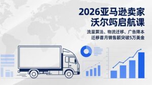 2026亚马逊卖家沃尔玛启航课，流量算法、物流迁移、广告降本，迁移首月销售额突破5万美金-爱找项目网
