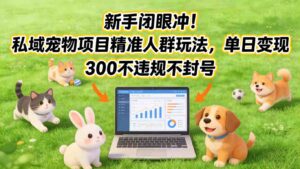 新手闭眼冲！私域宠物项目精准人群玩法，单日变现3张不违规不封号-爱找项目网