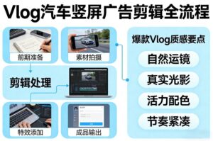 Vlog感觉汽车竖屏广告剪辑脚本全流程，拿捏爆款Vlog质感-爱找项目网