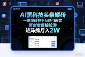 AI黑科技头条搬砖，一键爆改各平台热门图文，原创度直接拉满，矩阵搞月入2W+【揭秘】-爱找项目网