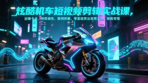 炫酷机车短视频剪辑实战课，运镜卡点、特效调色、案例拆解，零基础剪出高赞大片，吸粉变现-爱找项目网