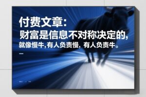付费文章：财富是信息不对称决定的，就像慢牛，有人负责慢，有人负责牛-爱找项目网