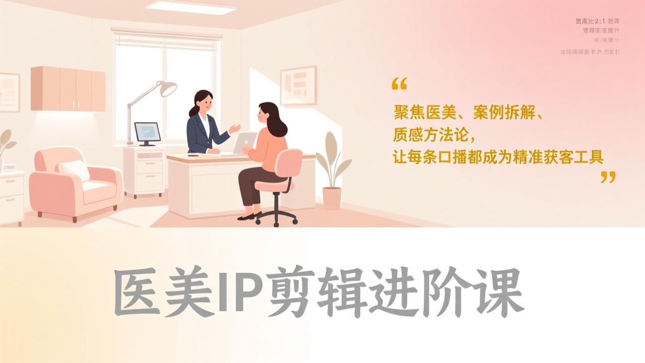 医美IP剪辑进阶课，聚焦医美、案例拆解、质感方法论，让每条口播都成为精准获客工具-爱找项目网