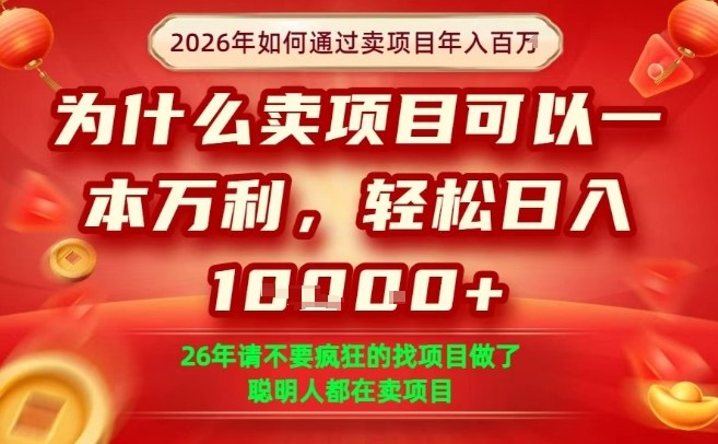 一单净利润1K+，26年想年入100个W，死磕卖项目就够了【揭秘】-爱找项目网