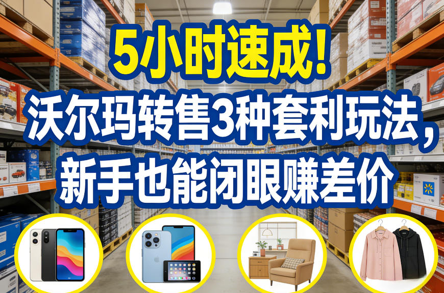 5小时速成！沃尔玛转售3种套利玩法，新手也能闭眼賺差价-爱找项目网