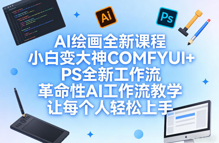 AI绘画全新课程，小白变大神COMFYUI+PS全新工作流，革命性AI工作流教学，让每个人轻松上手-爱找项目网