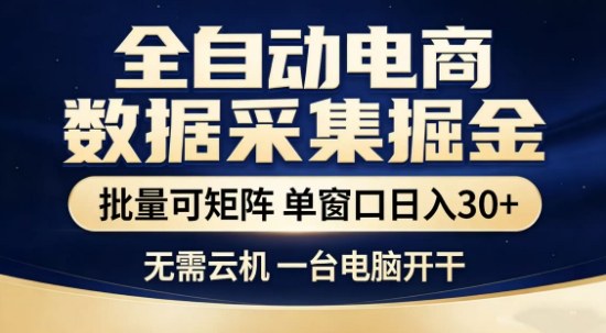 独家电商数据全自动采集项目，批量可矩阵，单窗口轻松日入3张+【揭秘】-爱找项目网